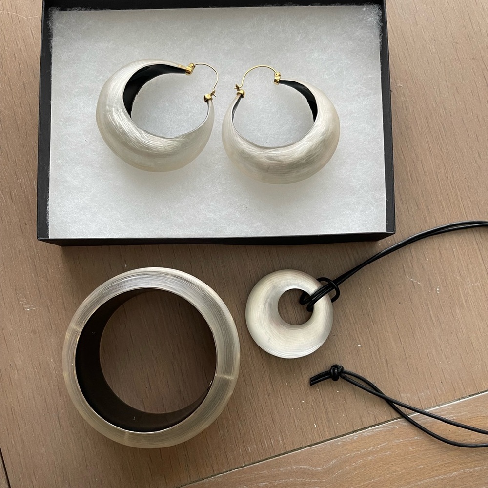 3 piece necklace bangle and earrings